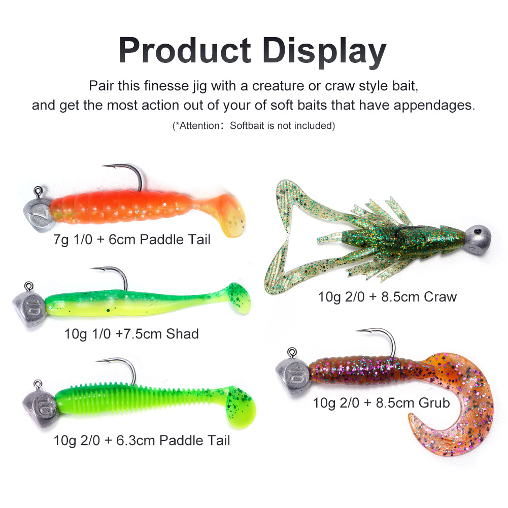 Noeby Đầu Jig 7G 10G 1/0 2/0 N - đánh giá và giá Fishing Hook Offset